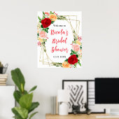 Poster Red and Orange Roses Bridal Shower Welcome (Bureau à domicile)