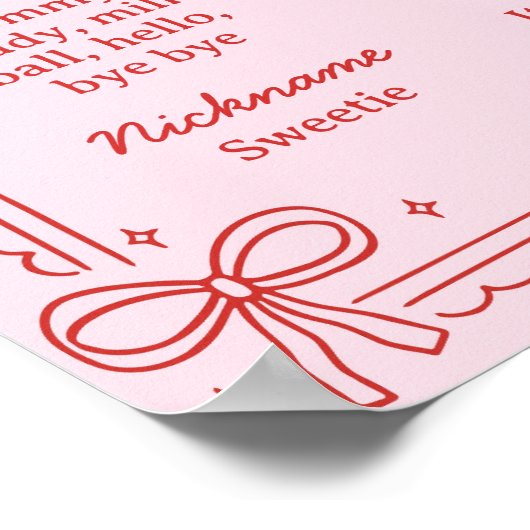 Poster Red and Pink Bow Cake 1st Birthday Milestone Sign (Coin)