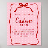 Poster Red and Pink Valentines Baby Shower Custom Sign (Devant)