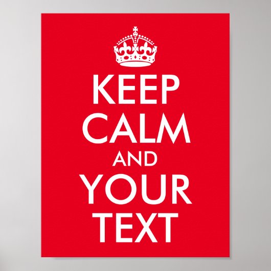 Poster Red and White Keep Calm and Your Text (Devant)