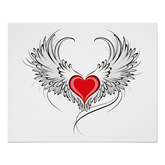 Poster Red Angel Coeur avec ailes (Devant)