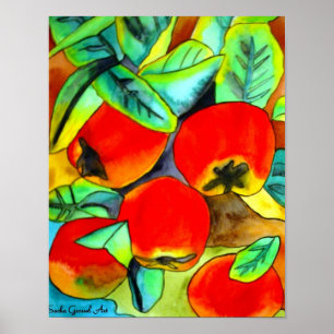 Poster Red Apples aquarelle art original