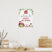 Poster Red Barn Foliage Ferme Animaux d'anniversaire Bien (Cuisine)