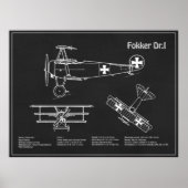 Poster Red Baron Fokker Dr.1 - Plan directeur de l'avion  (Devant)