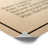 Poster Red Baron Fokker Dr.1 - Plan directeur de l'avion (Coin)