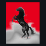 Poster Red Black Grey Rearing Cheval Pop Art<br><div class="desc">Chevaux sauvages oeuvres d'art numériques,  peintures,  images et images</div>