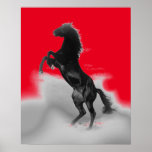 Poster Red Black Grey Rearing Cheval Pop Art<br><div class="desc">Chevaux sauvages oeuvres d'art numériques,  peintures,  images et images</div>