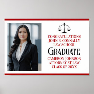 Poster Red Black Law School Photo Graduation Party