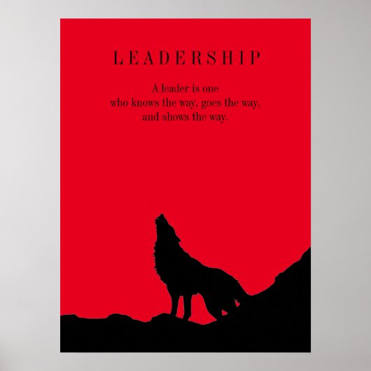Poster Red Black Pop Art Leadership Wolf Howling (Devant)