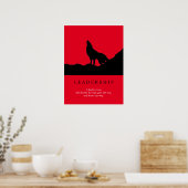 Poster Red Black Pop Art Leadership Wolf Howling (Cuisine)