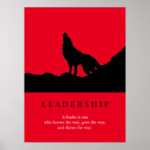 Poster Red Black Pop Art Leadership Wolf Howling