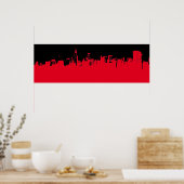 Poster Red Black Pop Art New York City Skyline (Cuisine)