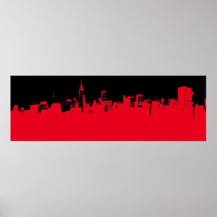 Poster Red Black Pop Art New York City Skyline