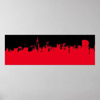 Poster Red Black Pop Art New York City Skyline