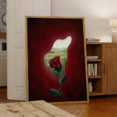 Poster Red Bloom Window – Surreal Floral Wall Art Print