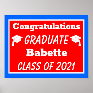 Poster Red Blue Congratulations Graduation