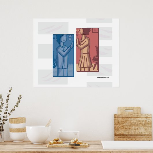Poster Red & Blue modern art  (Cuisine)
