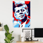 Poster Red Blue Pop Art JFK John F. Kennedy (Bureau à domicile)