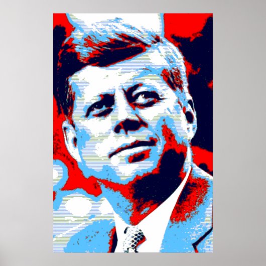 Poster Red Blue Pop Art JFK John F. Kennedy (Devant)