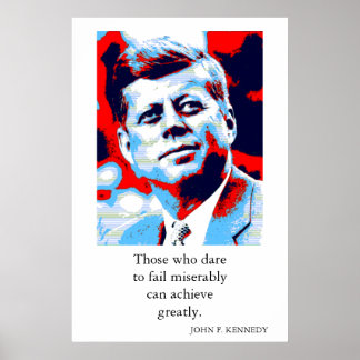 Poster Red Blue Pop Art JFK John F. Kennedy Citation Atte