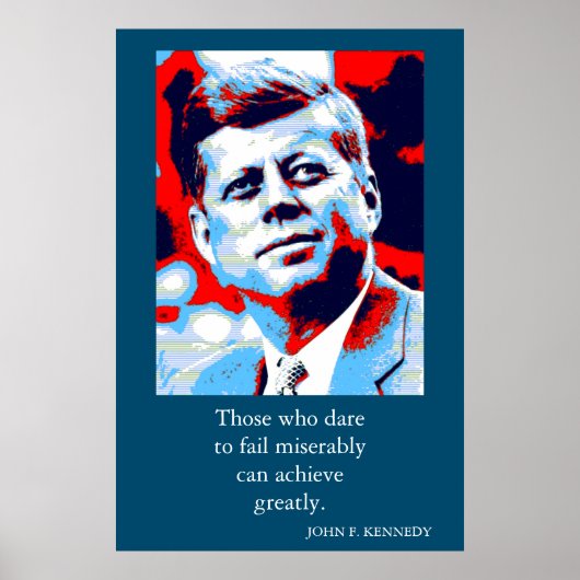 Poster Red Blue Pop Art JFK John F. Kennedy Citation Atte (Devant)