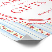 Poster Red & Blue Vintage Fancy Floral Card & Gifts Sign (Coin)