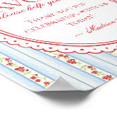 Poster Red & Blue Vintage Fancy Floral Favors Sign (Coin)