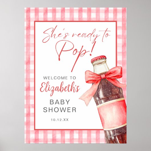 Poster Red Bow Soda Bottle Baby Shower Welcome Sign (Devant)