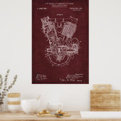 Poster Red | Brevet de moteur à combustion interne (Cuisine)