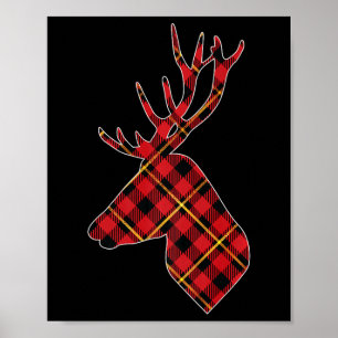 Poster Red Buffalo Plaid Deer Reinder Head Christmas Hun