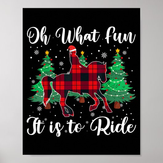 Poster Red Buffalo Plaid Horse Oh What Fun It Is To Ride (Devant)