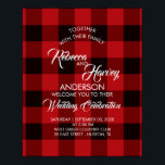 Poster red buffalo plaid rustic winter wedding welcome<br><div class="desc">red buffalo plaid rustic winter wedding sign.</div>