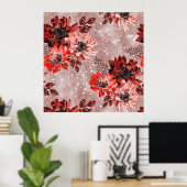 Poster Red, burgundy flowers. (Bureau à domicile)