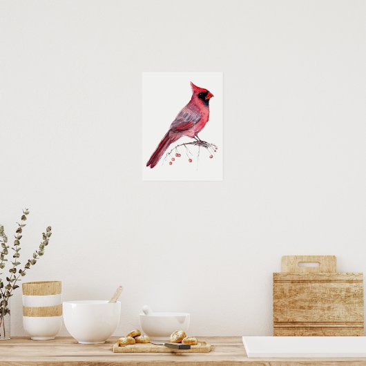 Poster Red Cardinal Bird (Cuisine)