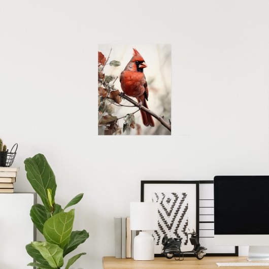 Poster Red Cardinal Bird Art Imprimer l'affiche (Bureau à domicile)