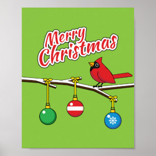 Poster Red Cardinal on Christmas