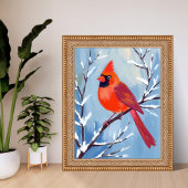 Poster Red Cardinal | Winter Watercolor Holiday