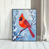 Poster Red Cardinal | Winter Watercolor Holiday