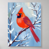 Poster Red Cardinal | Winter Watercolor Holiday (Devant)
