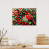 Poster Red Cardinal with Wreath (Cuisine)