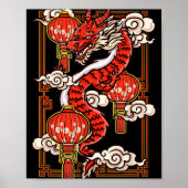 Poster Red Chinese New Year Of The Dragon 2024 Lanterns C (Devant)