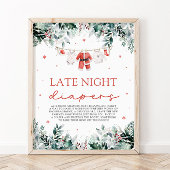 Poster Red Christmas Père Noël Baby shower Late Night Dia