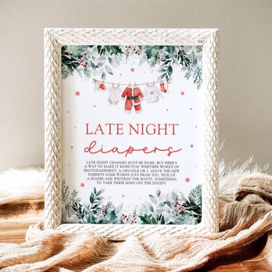 Poster Red Christmas Père Noël Baby shower Late Night Dia