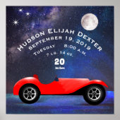 Poster Red Classic Car Bébé Garçons Birth Stat Birth Reco (Devant)