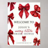 Poster Red Coquette Bows Christmas Winter Bridal Welcome (Devant)