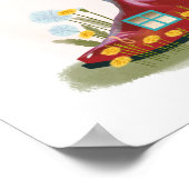 Poster Red Cowboy Boot and Cactus House Art Print (Coin)