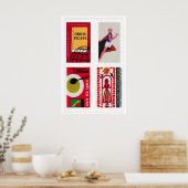 Poster Red Czechoslovak Matchbox Labels Grid Print (Cuisine)