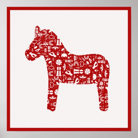 Poster Red Dala Horse (Devant)
