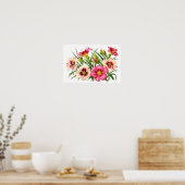 Poster Red Daylilies Botanical Art Print (Cuisine)