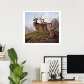 Poster Red Deer dans un paysage des Highlands, 1872 (huil (Bureau à domicile)